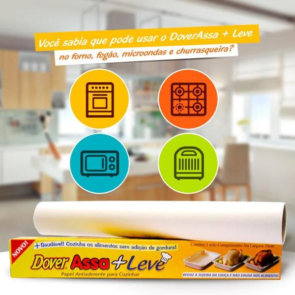 Papel Antiaderente Dover Assa+Leve Cozinhar Rolo 30Cm X 3M 4 - dover roll Imagem de Papel Antiaderente Dover Assa+Leve Cozinhar Rolo 30Cm X 3M 4
