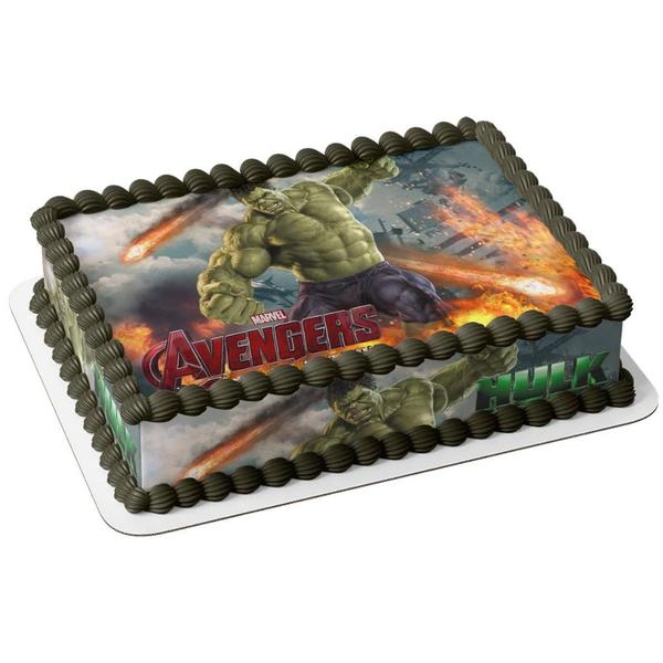 Imagem de Papel arroz e faixa comestível para bolo festa feliz aniversário hulk