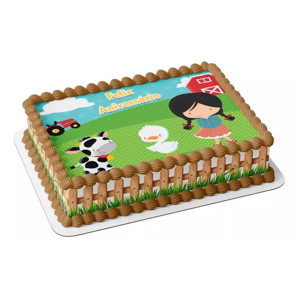 Papel Arroz E Faixas Para Bolo festa feliz aniversário comemoração homenagem surpresa fazendinha menina cabelo preto - Catias Cakes Imagem de Papel Arroz E Faixas Para Bolo festa feliz aniversário comemoração homenagem surpresa fazendinha menina cabelo preto