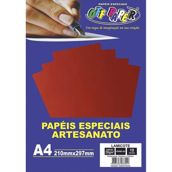 Imagem de Papel artesanato lamicote vermelho a4 250g 10 fls