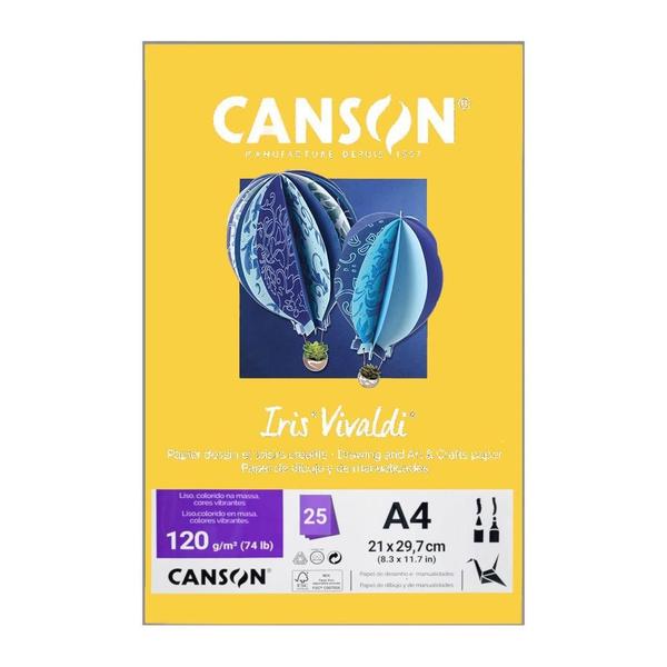 Imagem de Papel Canson A4 Iris Vivaldi 120G 25Fls Amarelo