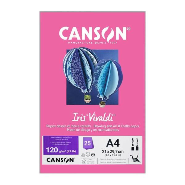 Imagem de Papel Canson A4 Iris Vivaldi 120G 25Fls Rosa Escuro