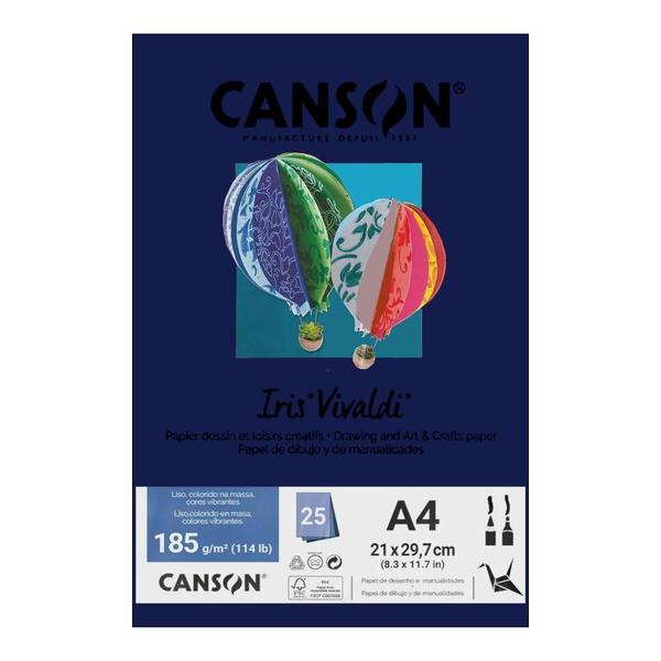 Imagem de Papel Canson A4 Iris Vivaldi 185G 25Fls Azul Marinho