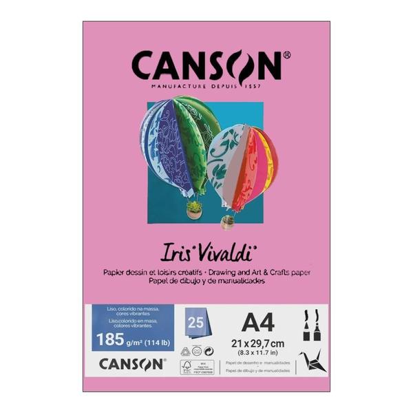 Imagem de Papel Canson A4 Iris Vivaldi 185G 25Fls Rosa Chiclete