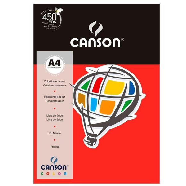 Imagem de Papel Canson Color Vermelho 180g/m² A4 210 x 297 mm com 10 Folhas