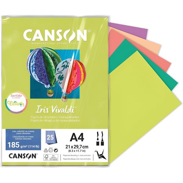 Imagem de Papel Canson Iris Vivaldi A4 185g 25 Folhas Cores Citricas