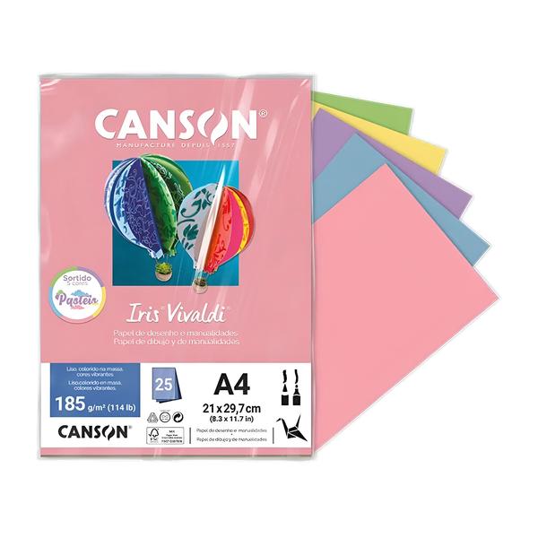 Imagem de Papel Canson Iris Vivaldi A4 185g 25 Folhas Cores Pasteis