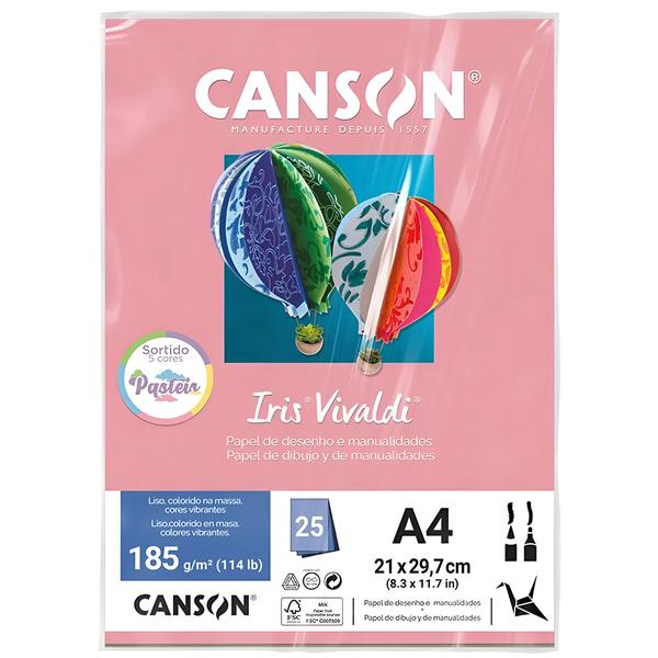 Imagem de Papel Canson Iris Vivaldi A4 185g 25 Folhas Cores Pasteis