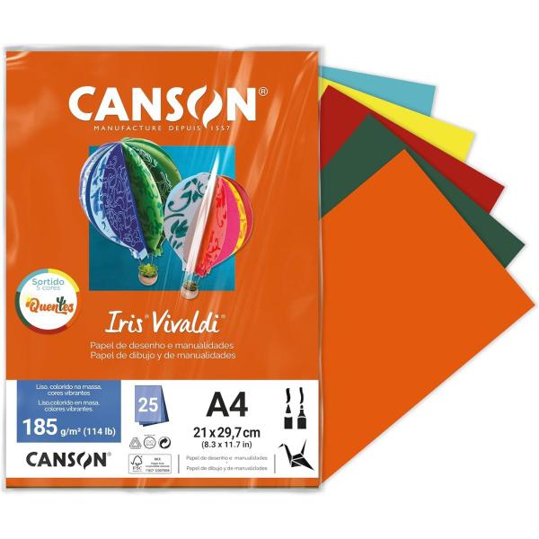 Imagem de Papel Canson Iris Vivaldi A4 185g 25 Folhas Cores Quentes