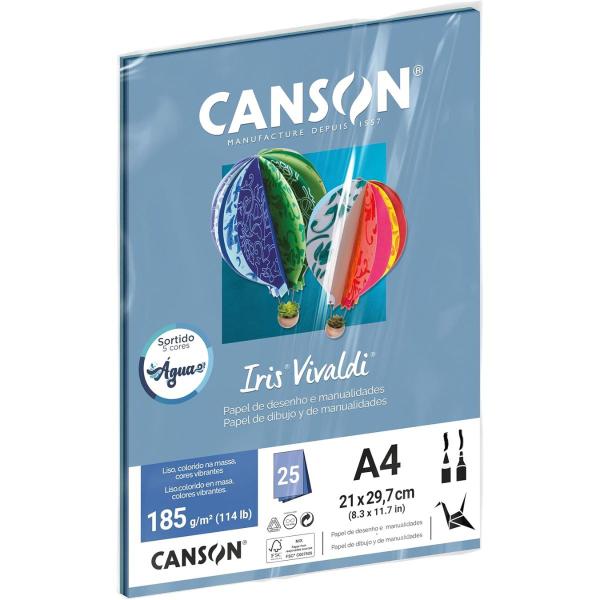 Imagem de Papel Canson Iris Vivaldi A4 185g 25 Folhas Sortidos Água