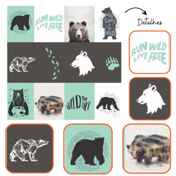 Imagem de Papel Cardstock Scrapbook Artes Urso Modern Vida Selvagem