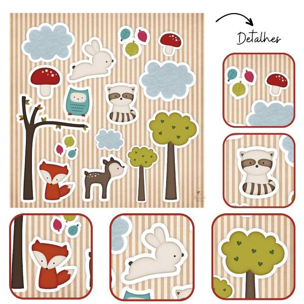 Imagem de Papel Cardstock Scrapbook Artesanato Animais na Floresta