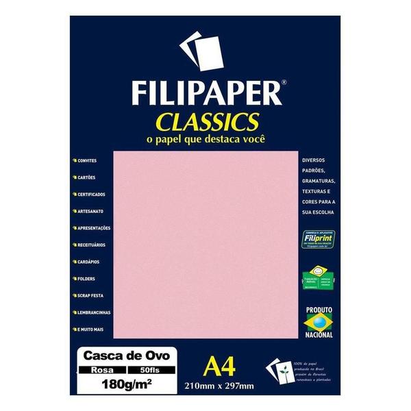 Imagem de Papel Casca De Ovo A4 Filipaper Classics 180G 50 Folhas Rosa