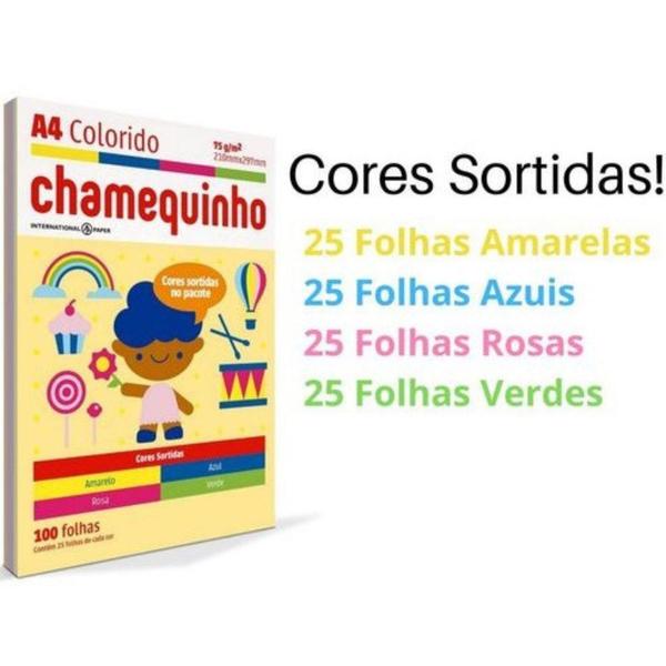 Imagem de Papel Chamequinho Colorido Sortido A4 75G 100F 210X297mm - Chamex