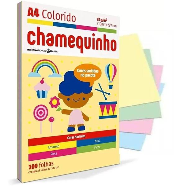 Imagem de Papel Chamequinho Colorido Sortido A4 75G 100F 210X297mm - Chamex