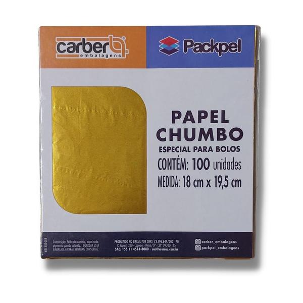 Imagem de Papel Chumbo Especial para Bolos Ouro Brilhante 18x19,5cm Cromus c/100 un