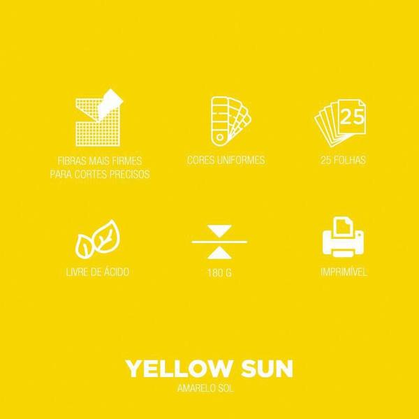 Imagem de Papel Color Pop Amarelo Sol - 30,5X30,5Cm - 180G - 25 Folhas