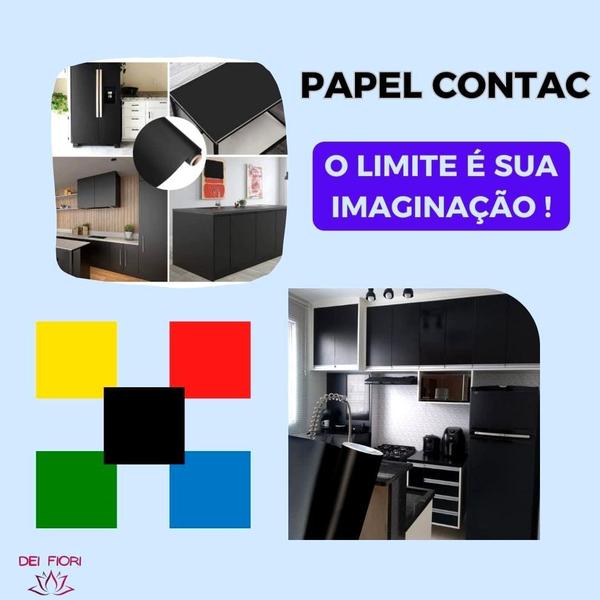 Imagem de Papel Contact Adesivo Liso Rolo Com 10 Metros Várias Cores