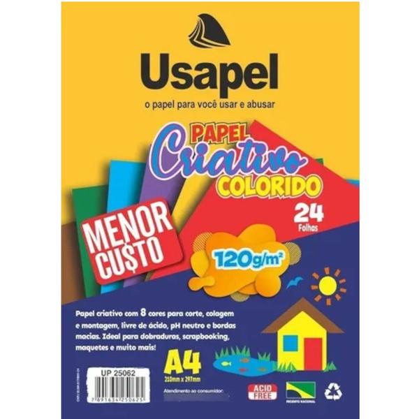 Imagem de Papel criativo 120g kit neon e colorido a4 - usapel