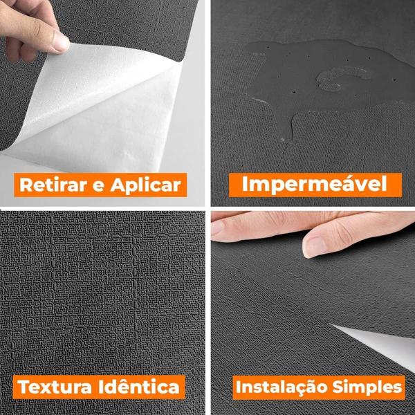 Imagem de Papel d Parede Adesivo Lavavel Textura Linho Cinza Escuro 5M