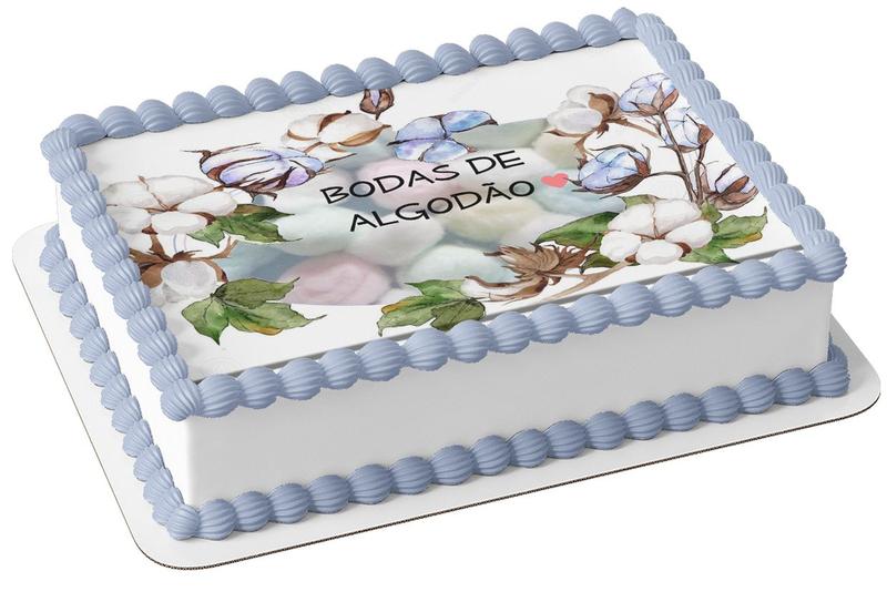 Papel De Arroz P/ Bolo Bodas de Algodão - 2 anos Casamento - Genérico Imagem de Papel De Arroz P/ Bolo Bodas de Algodão - 2 anos Casamento