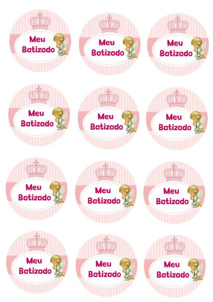 Imagem de Papel de Arroz para Cupcakes Festa Batizado menina cor rosa