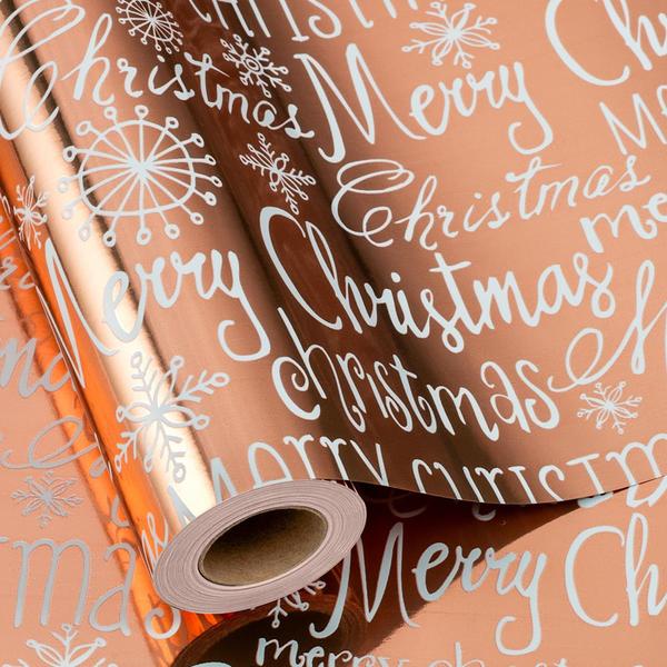 Imagem de Papel de embrulho MAYPLUSS Foil Christmas 43 cm x 10 m em ouro rosa