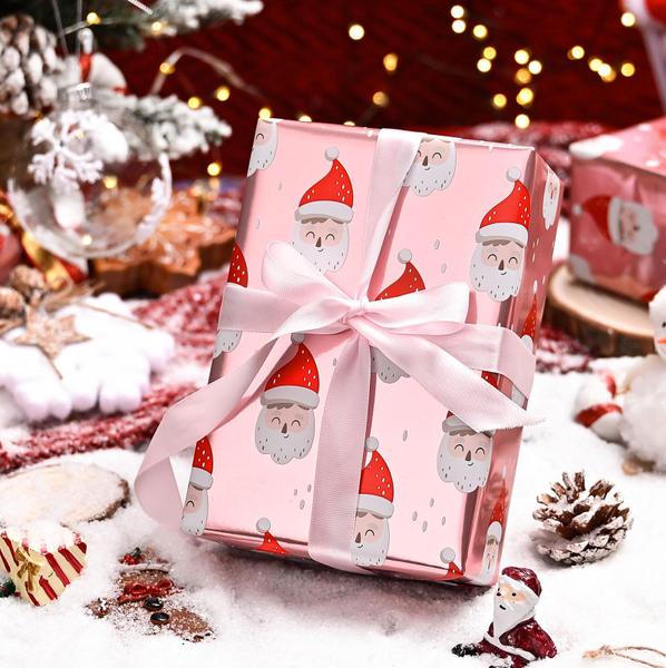 Imagem de Papel de embrulho Retrify Christmas Pink Papai Noel Design