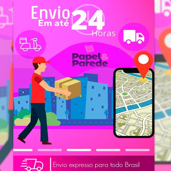 Imagem de Papel de Parede 10 Metros com Tons de Verde e Detalhes em Rosa