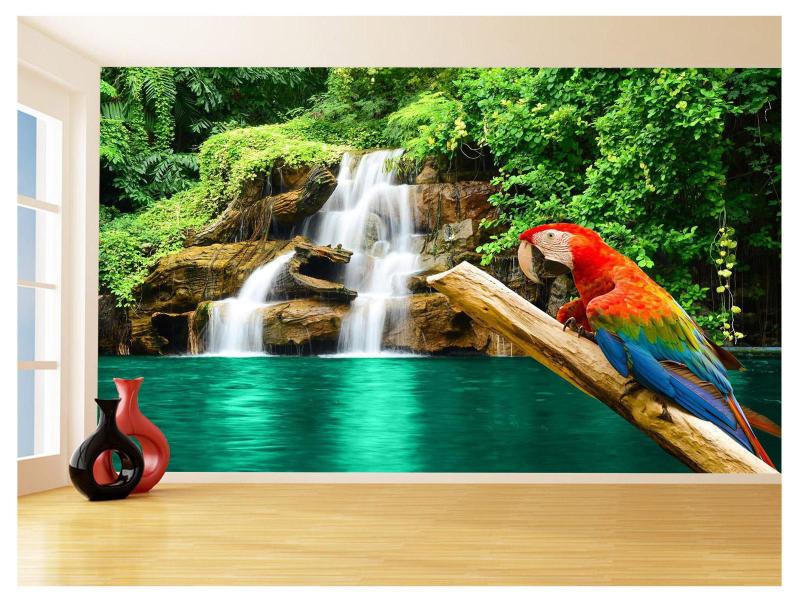 Imagem de Papel De Parede 3D Animais Ave Arara Paisagem 3,5M Anm292