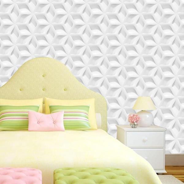 Imagem de Papel De Parede 3D Bumerangue Hexagano Geometrico Decorativo