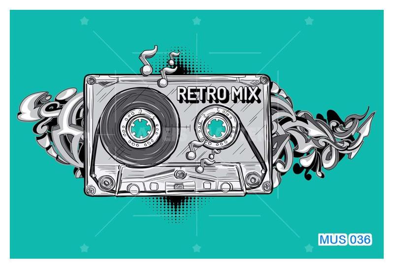 Imagem de Papel De Parede 3D Musica Fita Retrô Mix Tape 3,5M Mus36