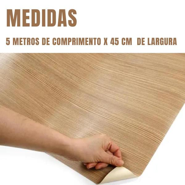 Imagem de Papel de Parede 5 metros x 45 cm PVC Madeira Escura Forrar Mesas Móveis Bancadas Auto Adesivo