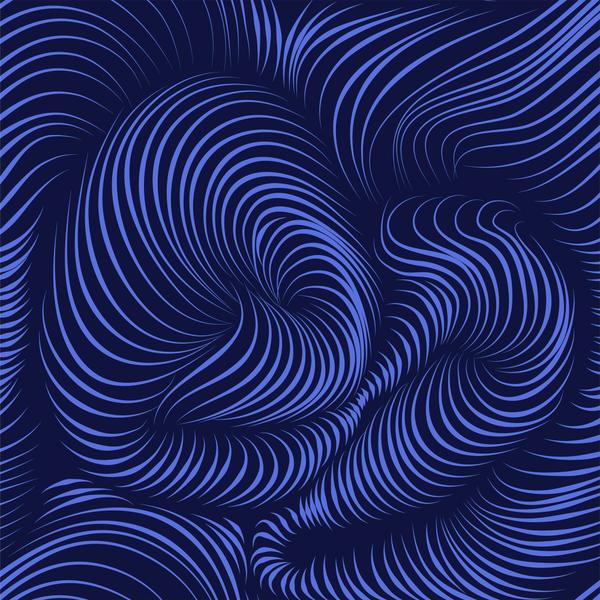 Imagem de Papel De Parede Abstrato Desenhos Estilo 3d Em Tons De Azul Marinho E Turquesa Vinil DPAB43