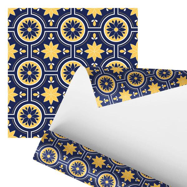 Imagem de Papel De Parede Adesivo Arabesco Azul e Amarelo 2,80m