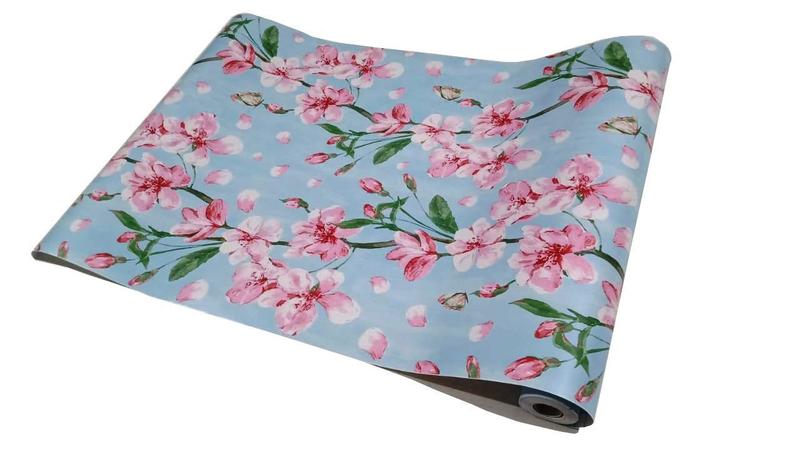 Imagem de Papel De Parede Adesivo Autocolante Floral Azul 45 Cm X 10 Mts