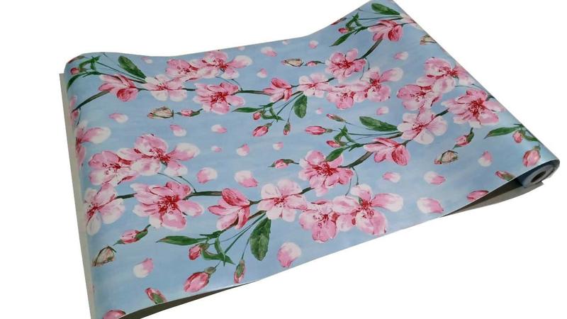 Imagem de Papel De Parede Adesivo Autocolante Floral Azul 45 Cm X 10 Mts