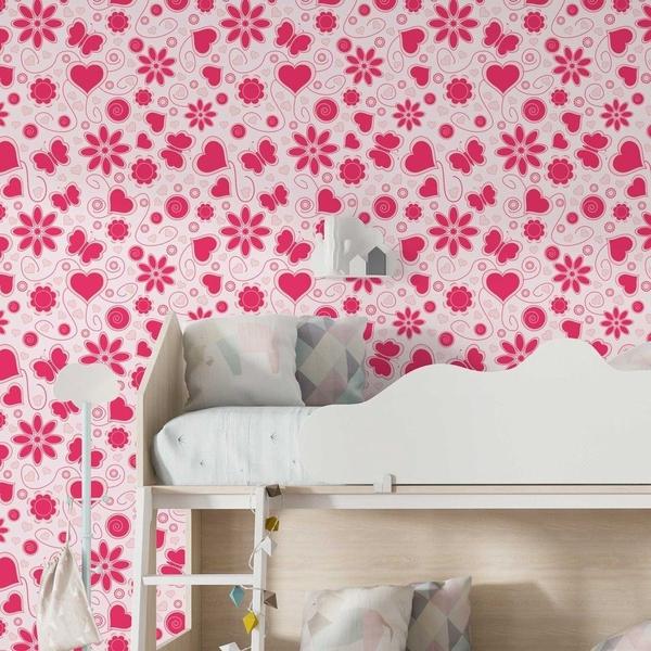 Imagem de Papel De Parede Adesivo Autocolante Lavável Quarto Menina Rosa Pink Teen