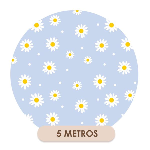 Imagem de Papel de Parede Adesivo Azul Flor Margarida Delicado infantil Bebê Moderno Quarto Sala de Estar