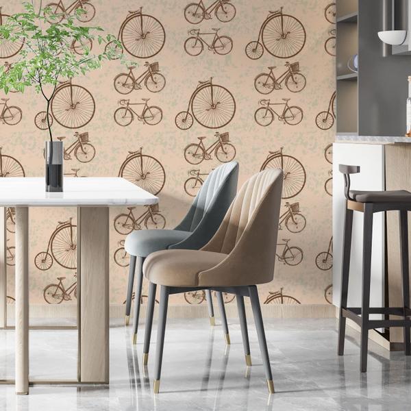 Imagem de Papel De Parede Adesivo Bike Vintage Marrom Sala Bege