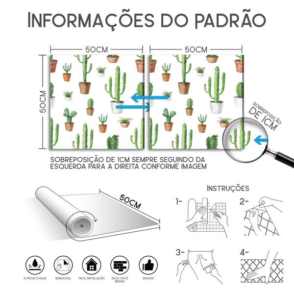 Imagem de Papel De Parede Adesivo Cacto Plantas Cozinha Lavável