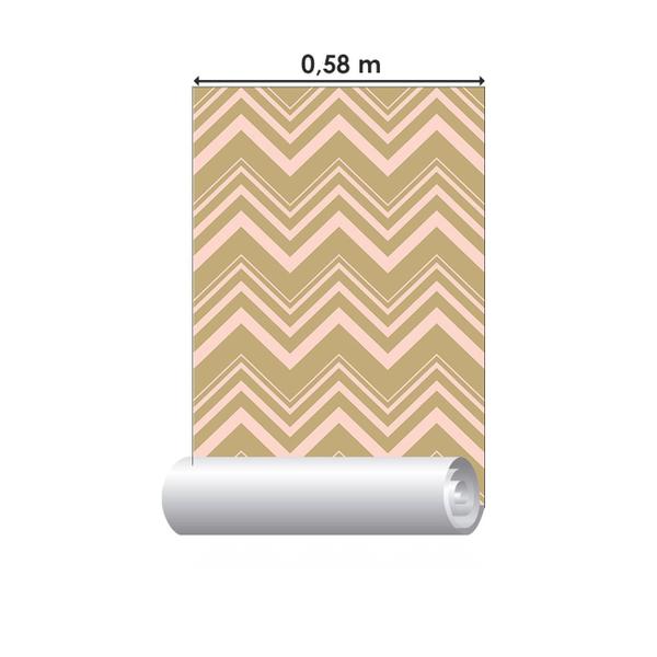 Imagem de Papel de Parede Adesivo Chevron Bege e Rosa N06199 0,58x2,5M