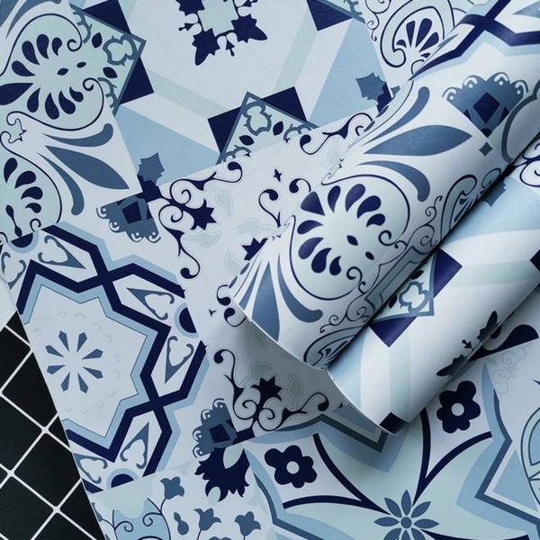 Imagem de Papel De Parede Adesivo Contact Rolo 10 Metros Azulejo Decoração Casa Cozinha Lavanderia Envelopamento Lavável