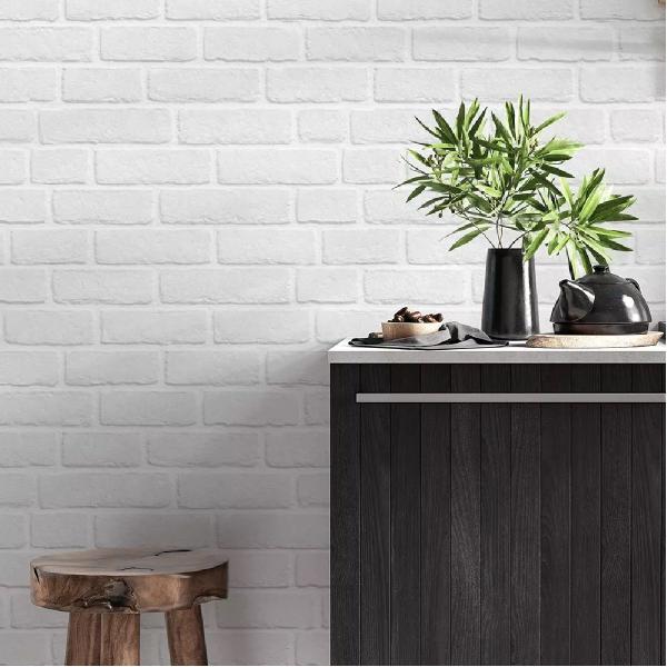 Imagem de Papel De Parede Adesivo Decorativo Tijolo Branco 5m Lavável