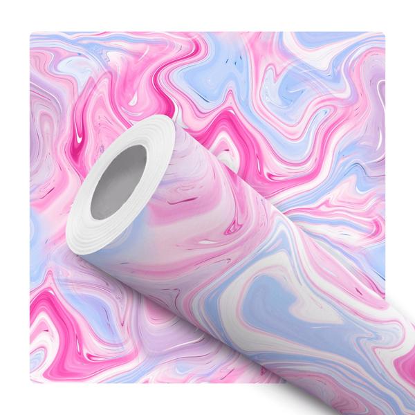 Imagem de Papel de Parede Adesivo Efeito Liquid Marble Mármore Mesclado Rosa Lilás Moderno Quarto Sala de Estar