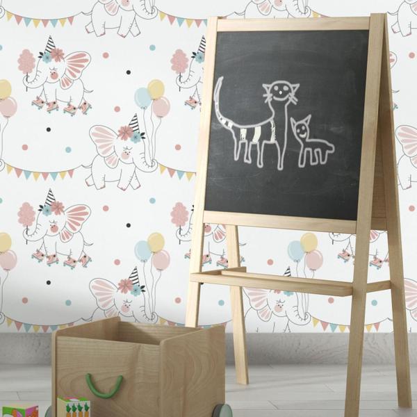 Imagem de Papel De Parede Adesivo Elefante Circo Quarto Infantil  3.5m