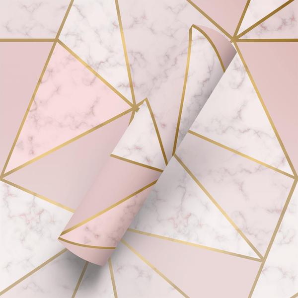 Imagem de Papel de Parede Adesivo Estilo Zara Mármore Rosa Gold