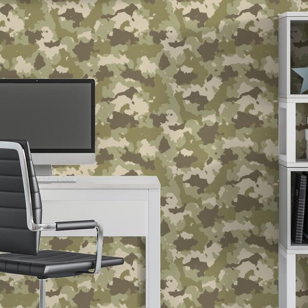 Imagem de Papel De Parede Adesivo Exercito Camuflagem Verde Musgo Sala Quarto  10m