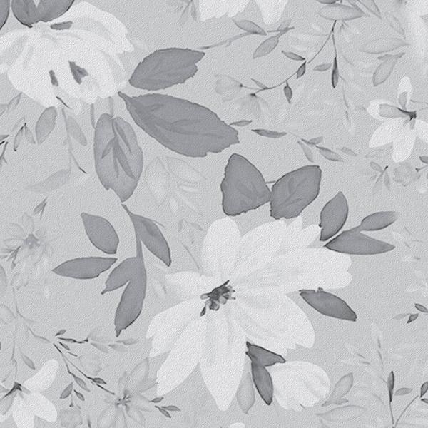 Imagem de Papel de Parede Adesivo Floral Cinza - 065