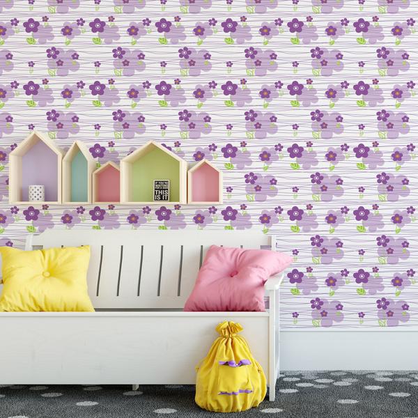 Imagem de Papel de Parede Adesivo Floral Lilás 2,70x0,57m